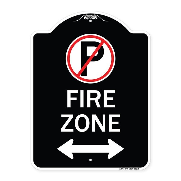 Signmission Fire Zone Heavy-Gauge Aluminum Architectural Sign, 24" x 18", BW-1824-23975 A-DES-BW-1824-23975
